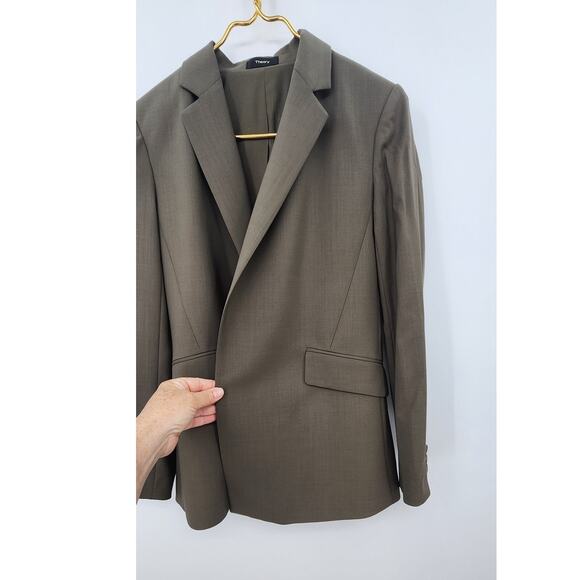 Theory Sedeia Contour 100%‎ Virgin Wool Blazer Brown Size 4 - Picture 4 of 12